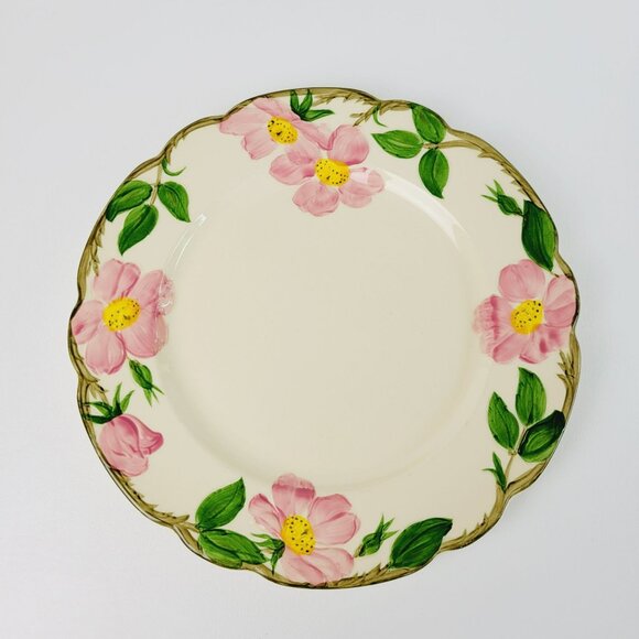 Franciscan Desert Rose DINNER Plate c.1949-53 Pink Floral Hand Painted Embossed - Picture 2 of 8